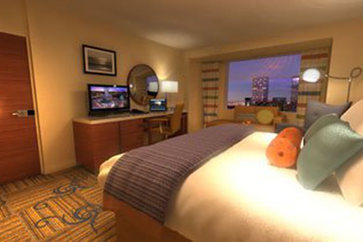 Guest room at the JW Marriott in Los Angeles, California