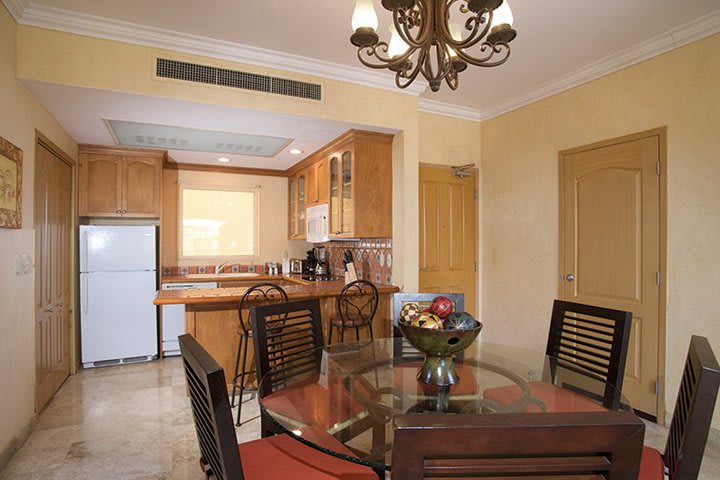 Kitchen and dining area in a suite