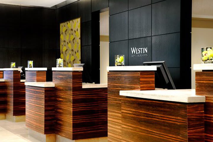 Front desk at The Westin Prince hotel in Toronto