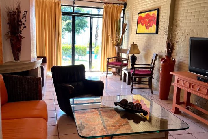 Sitting area in a poolfront villa