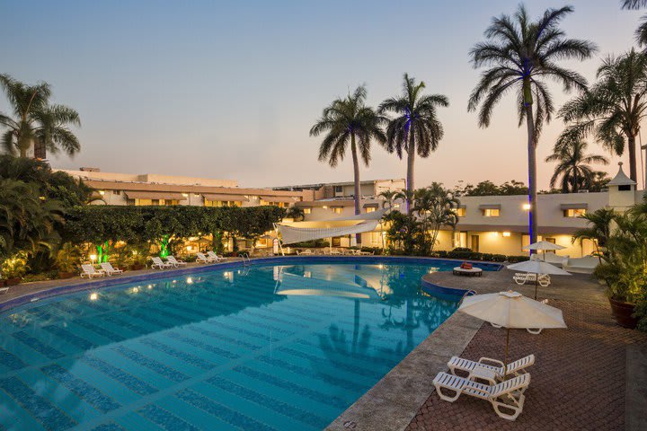 Sun loungers by the pool