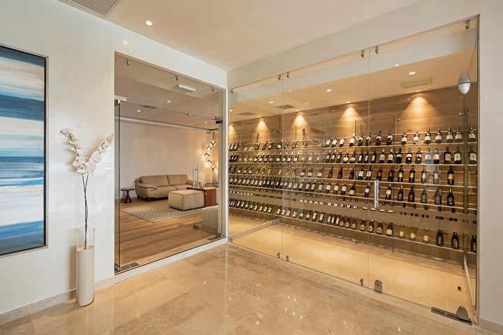 Prestige business lounge has a wine cellar