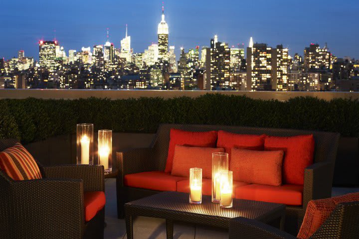 Terrace in the executive lounge at Sheraton Tribeca, hotel in Manhattan