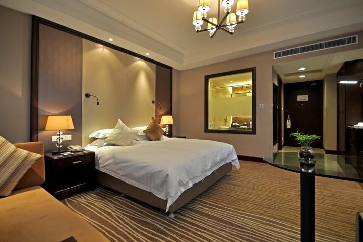 Guest room at the Xujiahui Park Hotel in downtown Shanghai