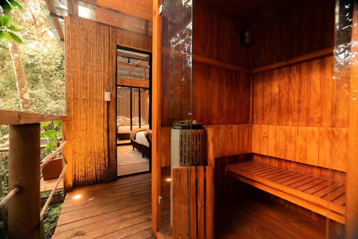 Sauna privado de la cabaña Crystal