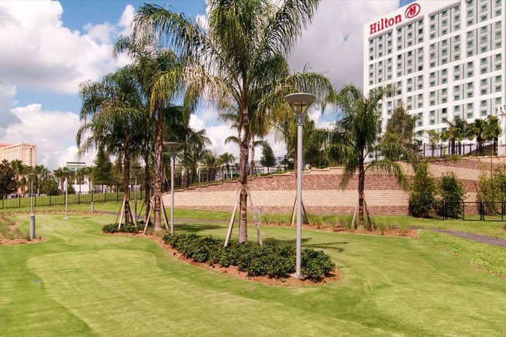 The hotel has a practice range