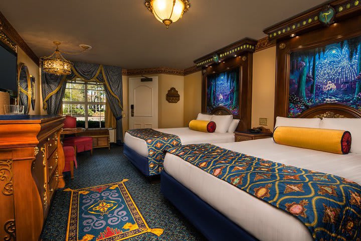 Royal rooms are designed with majestic details from the world of the princesses