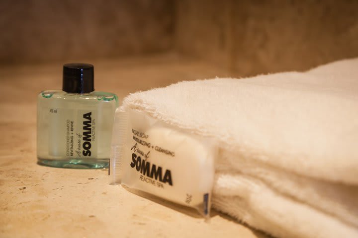 The rooms include bath amenities