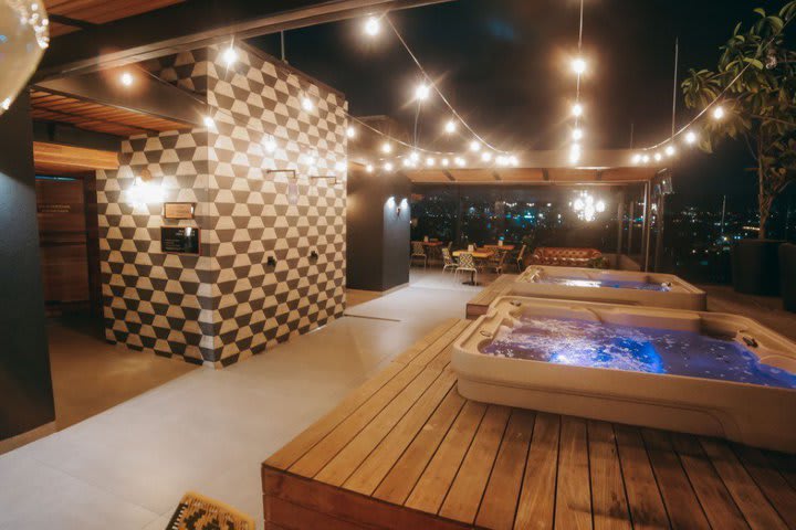 The terrace has a Jacuzzi