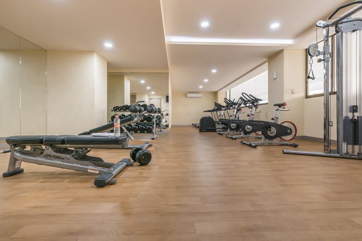 In the fitness center, guests can continue with their exercise routine