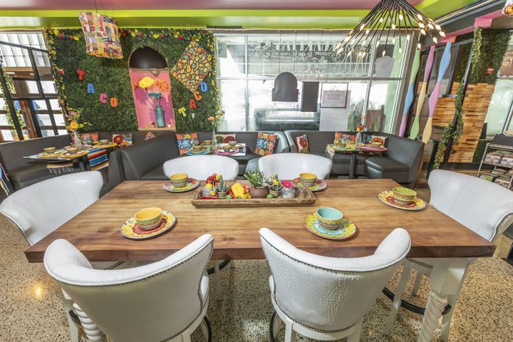 Colorful table in the Mexican restaurant