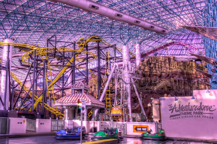 Hotel with an indoor amusement park with a roller coaster