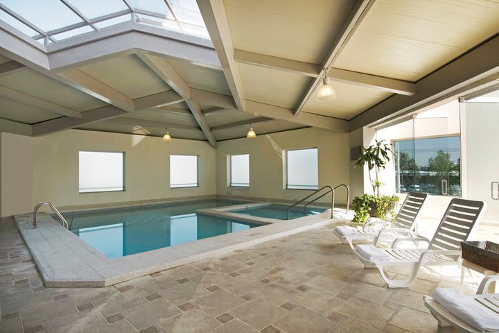 The hotel has an indoor pool