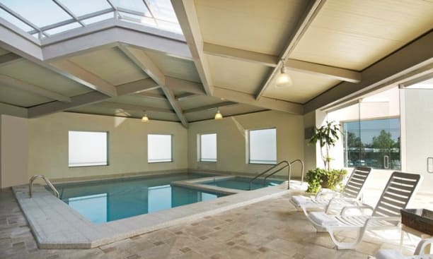 The hotel has an indoor pool