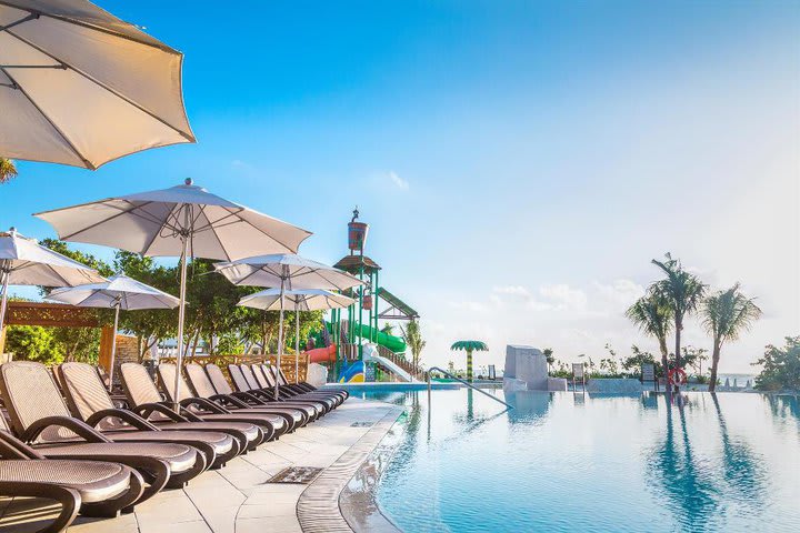 Sun loungers by the pool