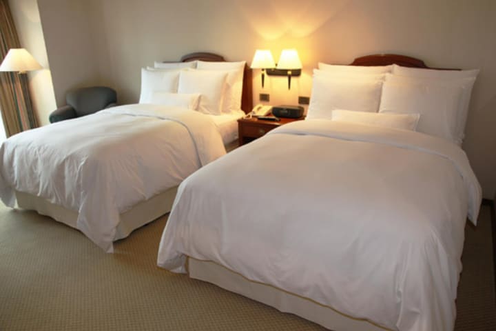 Guest room at the Swissotel hotel at the San Isidro district in Lima