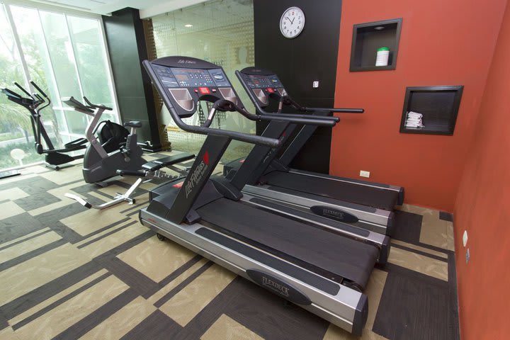 The fitness center is equipped with a variety of machines