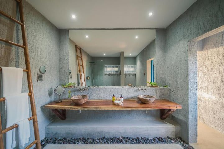 Detail of a bathroom of an oceanfront villa