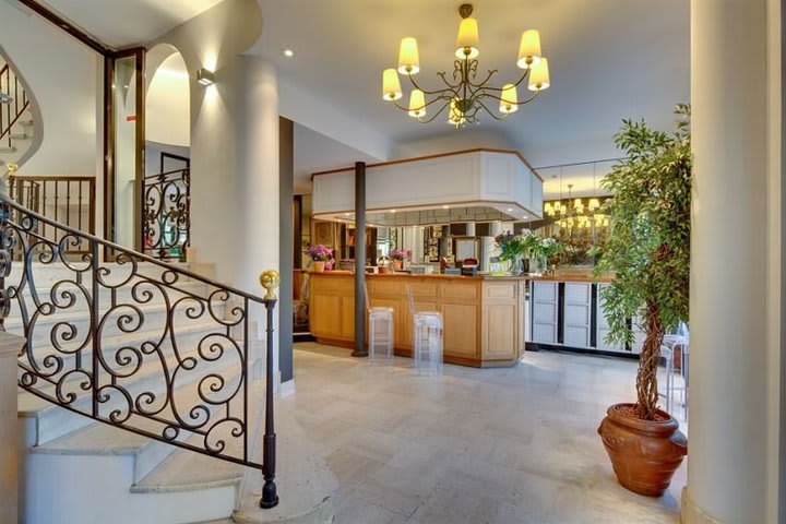 Front desk of the Grand Hotel des Gobelins in Paris