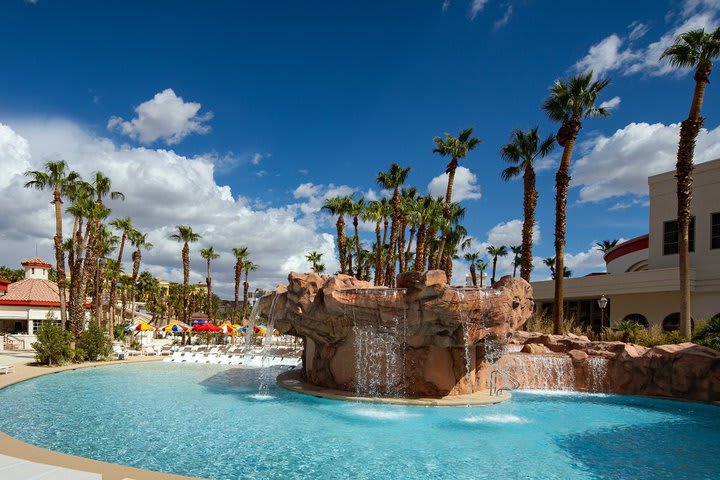 A waterfall in the pool