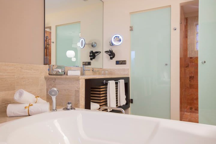 Private guest bathroom with whirlpool tub