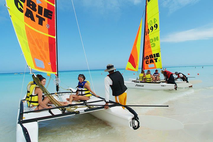 You can practice water sports on the beach at the resort