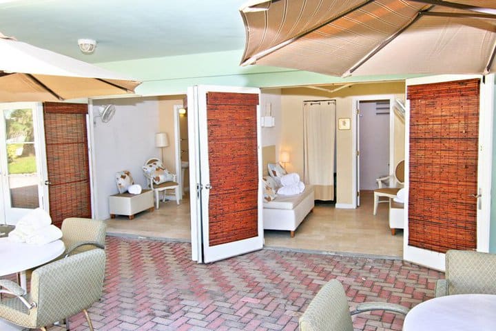 Pool cabanas at the Deauville Beach Resort hotel in Miami