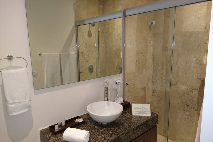 Bathroom with shower in a loft suite