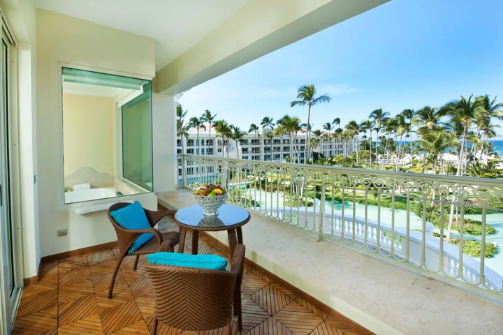 Balcony with pool view