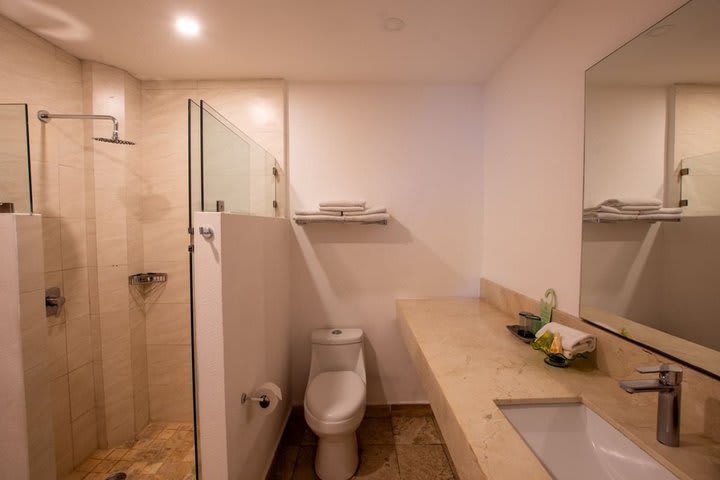 Baño privado con ducha de una habitación estándar