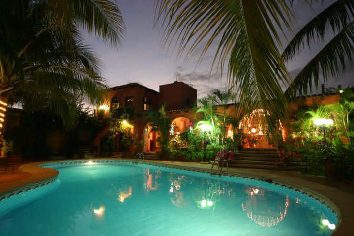 Swimming pool at night