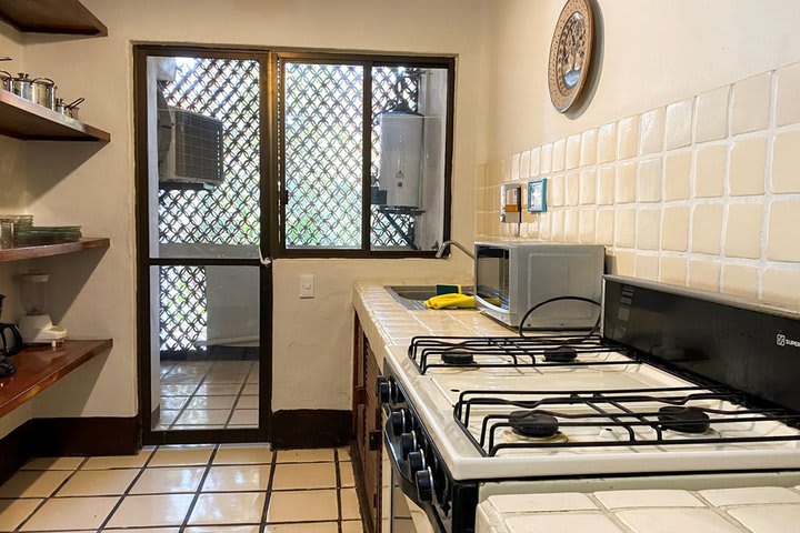 The kitchen in a superior suite