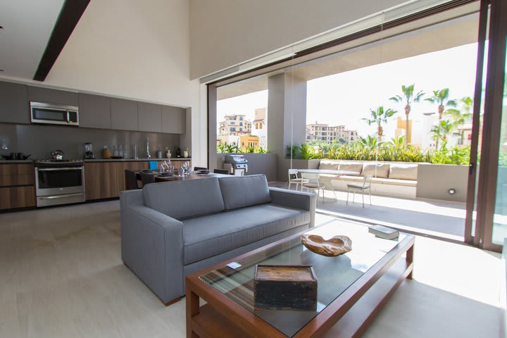 Kitchen and sitting area in La Gloria residence