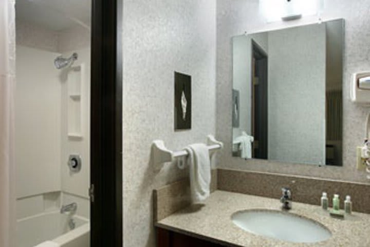 Guest bathroom at the Baymont Inn & Suites O'Hare in Elk Grove Village