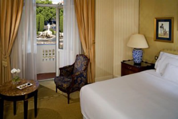 Guest room with views at the Westin Palace hotel in Madrid