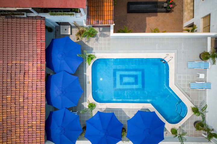 Aerial view of the pool