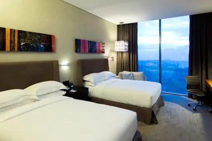 Guest room with two beds on the executive floor