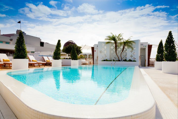 Enjoy the infinity pool on the terrace at the Dream South Beach