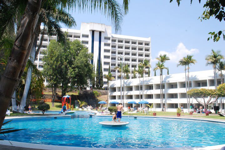 The hotel has a pool