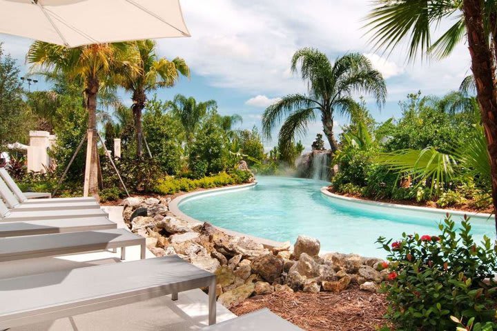 Lazy river with waterfalls