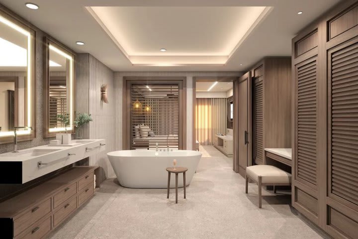 Baño en una suite presidencial (imagen generada por computadora)