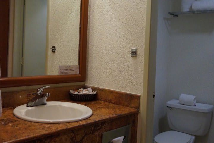 Interior view of a private guest bathroom