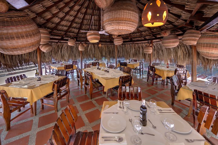 The restaurant on the terrace serves Colombian dishes