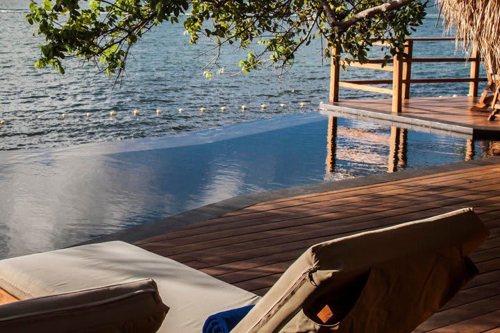 Sun loungers overlooking the sea