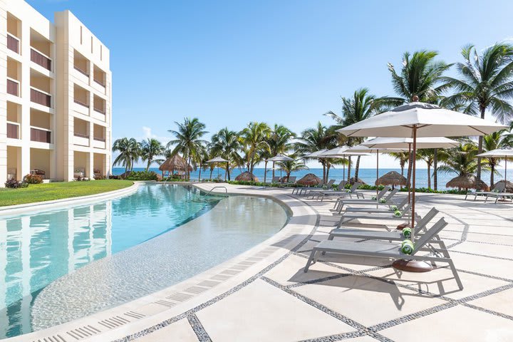 Sun loungers by the pool