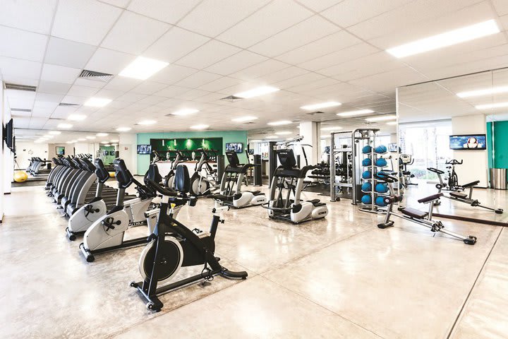 The fitness center is equipped with a variety of cardiovascular machines