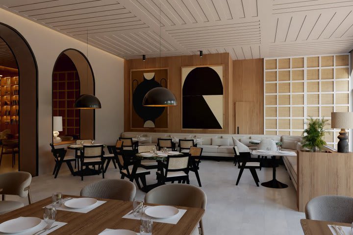 Restaurante Bordeaux de especialidad francesa (imagen generada por computadora)