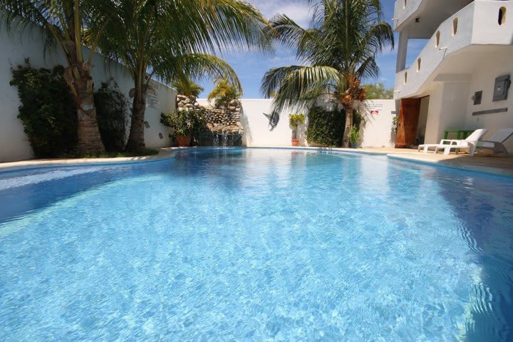 The sun terrace has a pool with a shallow area for children