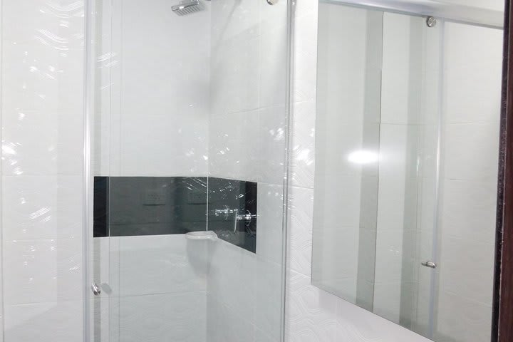 Interior view of a private guest bathroom