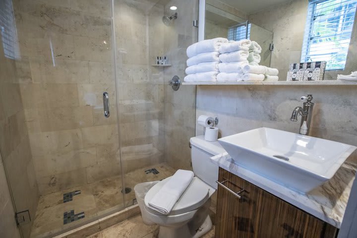 Private guest bathroom with shower